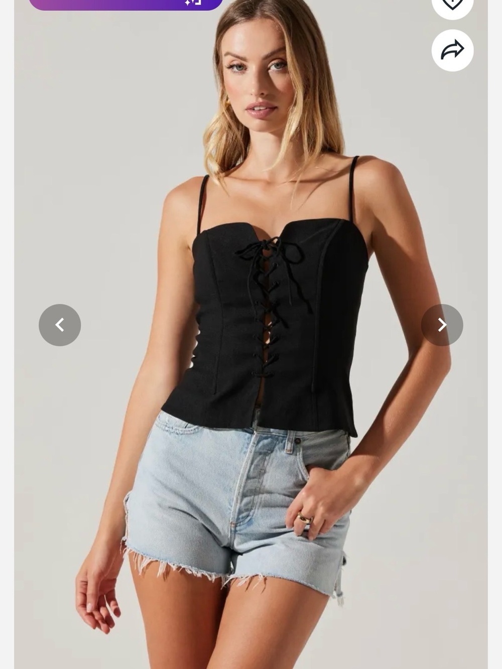 Astr Black Lace-Up Satin Corset Camisole